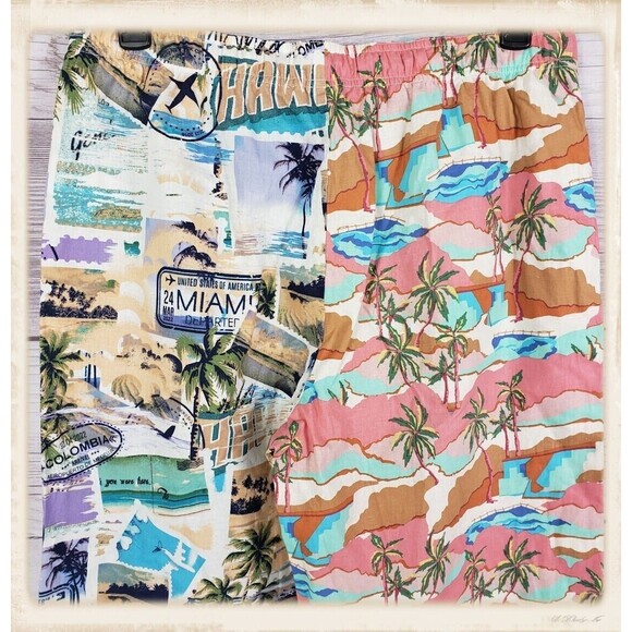 Royalty by Maluma Pants Men's L Relaxed-Fit Colorblocked Tropical Prints - Picture 7 of 10